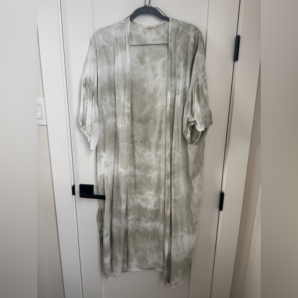 Promesa Gray Tie-Dye Open Front Kimono